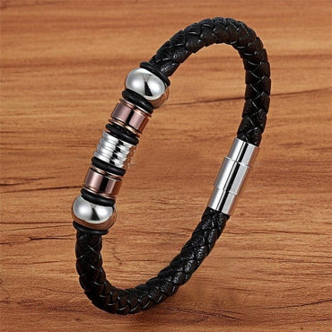 Men's Magnetic Black Leather Bracelet - east2cart.uk