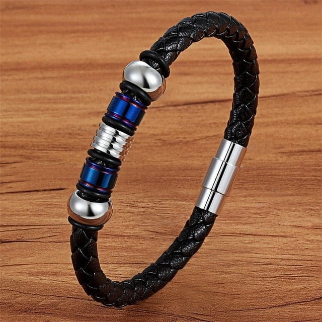 Men's Magnetic Black Leather Bracelet - east2cart.uk