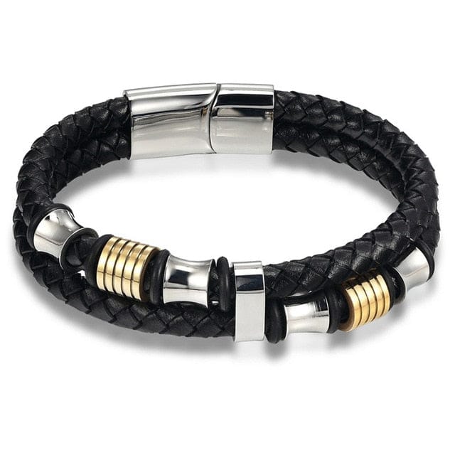 Men's Magnetic Black Leather Bracelet - east2cart.uk