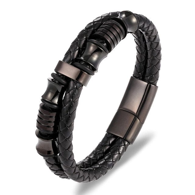 Men's Magnetic Black Leather Bracelet - east2cart.uk