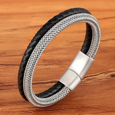 Men's Magnetic Black Leather Bracelet - east2cart.uk