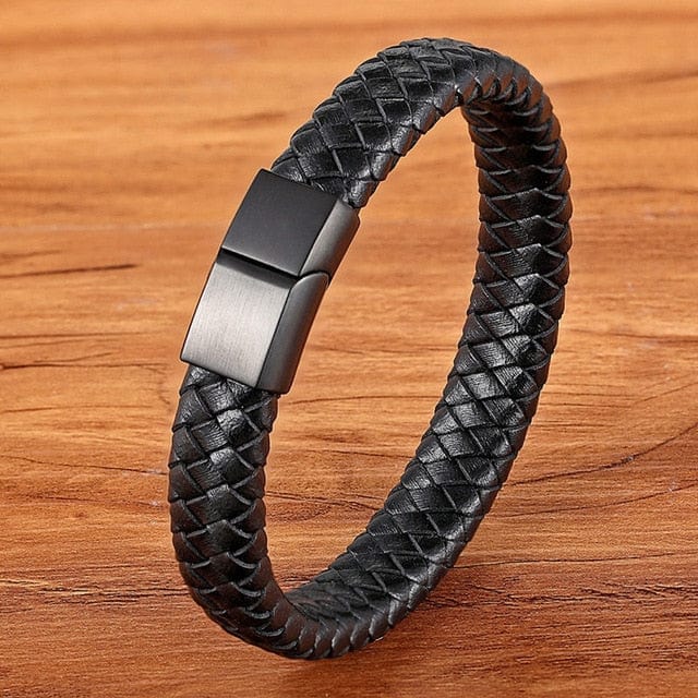 Men's Magnetic Black Leather Bracelet - east2cart.uk