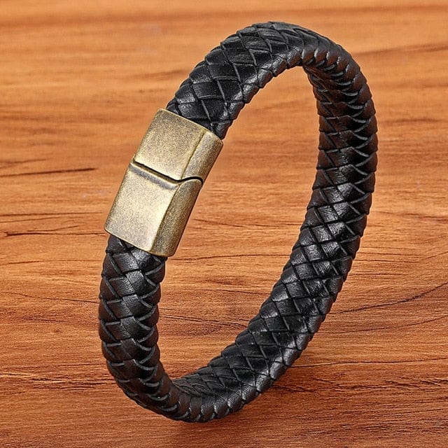 Men's Magnetic Black Leather Bracelet - east2cart.uk