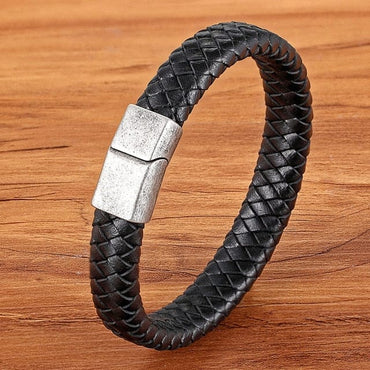 Men's Magnetic Black Leather Bracelet - east2cart.uk