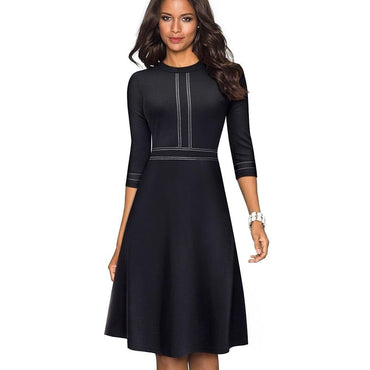 Nice-forever Vintage Elegant Patchwork Women Dress - east2cart.uk