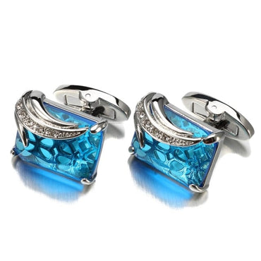 Low-key Luxury Blue Glass Cufflinks for Mens Lepton Brand High Quality Square Crystal Cufflinks Shirt Cuff Links Relojes Gemelos - east2cart.uk