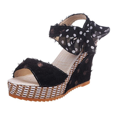 Fashion Dot Lace-up Platform Wedge