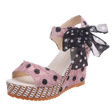 Fashion Dot Lace-up Platform Wedge