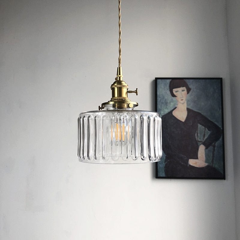 Japanese Deco Copper Glass LED Hanging Light