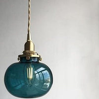 Japanese Deco Copper Glass LED Hanging Light
