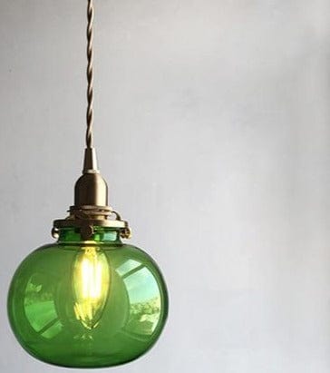 Japanese Deco Copper Glass LED Hanging Light