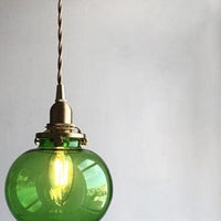Japanese Deco Copper Glass LED Hanging Light