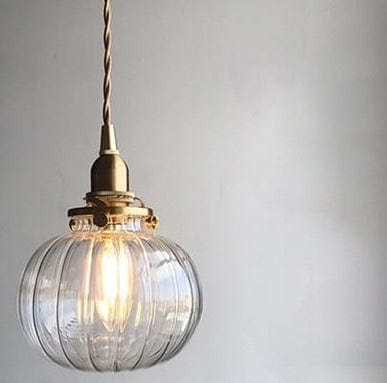 Japanese Deco Copper Glass LED Hanging Light