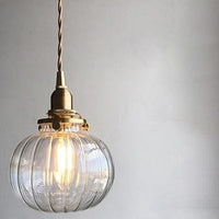 Japanese Deco Copper Glass LED Hanging Light