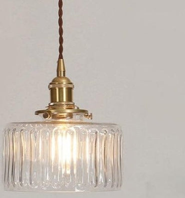 Japanese Deco Copper Glass LED Hanging Light