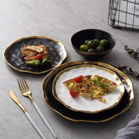 Luxury Gold Edges Black And White Tableware Set - east2cart.uk