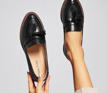 Ladies Handmade Genuine Leather Flat Shoes - east2cart.uk