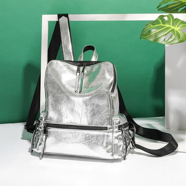 Women's Backpack 2019 New Fashion Summer School Bag for Teenage Girls Back Pack Silver High Quality Backpack PU Bagpack Female - east2cart.uk