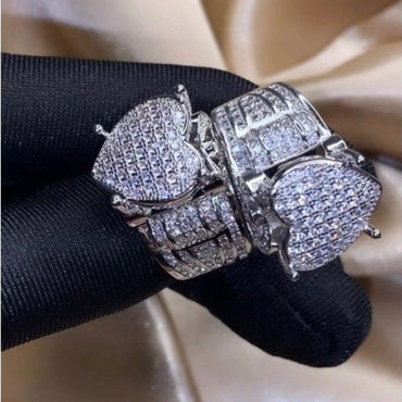 Vintage Heart shape Promise Ring Simulated Diamond cz 925 Sterling Silver Engagement Wedding Band Rings for women men Jewelry - east2cart.uk