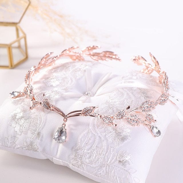 Luxury Crystal Crown Bridal Hair Accessories Wedding Rhinestone Waterdrop Leaf Tiara Crown Headband Frontlet Brides Hair Jewelry - east2cart.uk