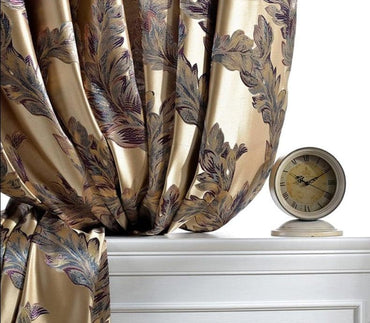 Luxury Curtains For Living Room Peacock Feather Blinds Jacquard Drapes For Bedroom Chinese Window Shading High Shading Panels - east2cart.uk