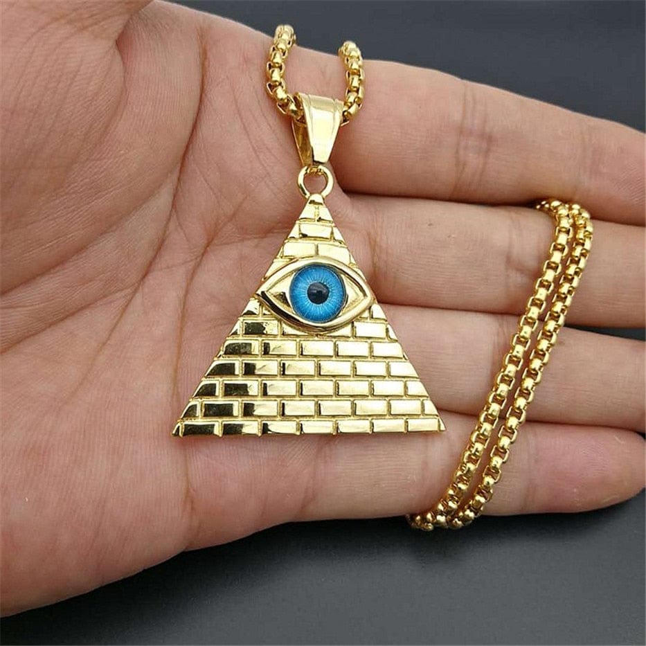 Egyptian Pyramid Evil Eye of Providence Necklace - east2cart.uk