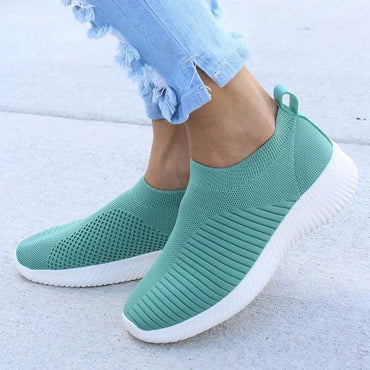 Women Shoes Knitting Sock Sneakers Women Spring Summer Slip On Flat Shoes Women Plus Size Loafers Flats Walking krasovki Famela - east2cart.uk