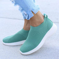 Women Shoes Knitting Sock Sneakers Women Spring Summer Slip On Flat Shoes Women Plus Size Loafers Flats Walking krasovki Famela - east2cart.uk