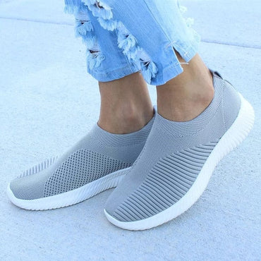 Women Shoes Knitting Sock Sneakers Women Spring Summer Slip On Flat Shoes Women Plus Size Loafers Flats Walking krasovki Famela - east2cart.uk