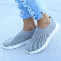 Women Shoes Knitting Sock Sneakers Women Spring Summer Slip On Flat Shoes Women Plus Size Loafers Flats Walking krasovki Famela - east2cart.uk