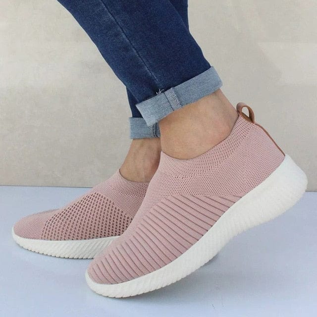 Women Shoes Knitting Sock Sneakers Women Spring Summer Slip On Flat Shoes Women Plus Size Loafers Flats Walking krasovki Famela - east2cart.uk