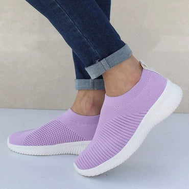 Women Shoes Knitting Sock Sneakers Women Spring Summer Slip On Flat Shoes Women Plus Size Loafers Flats Walking krasovki Famela - east2cart.uk