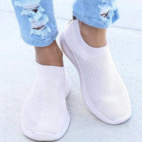 Women Shoes Knitting Sock Sneakers Women Spring Summer Slip On Flat Shoes Women Plus Size Loafers Flats Walking krasovki Famela - east2cart.uk