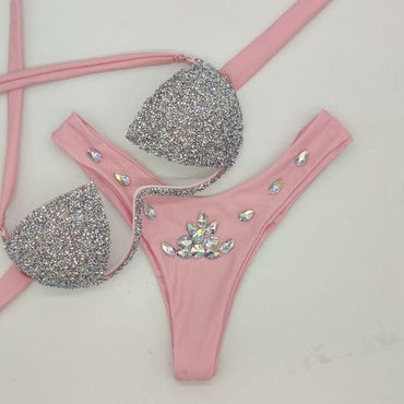 Rhinestone Bling Stones Bikini Set - east2cart.uk