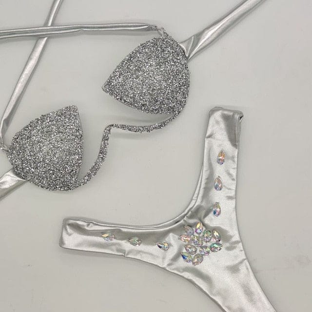 Rhinestone Bling Stones Bikini Set - east2cart.uk