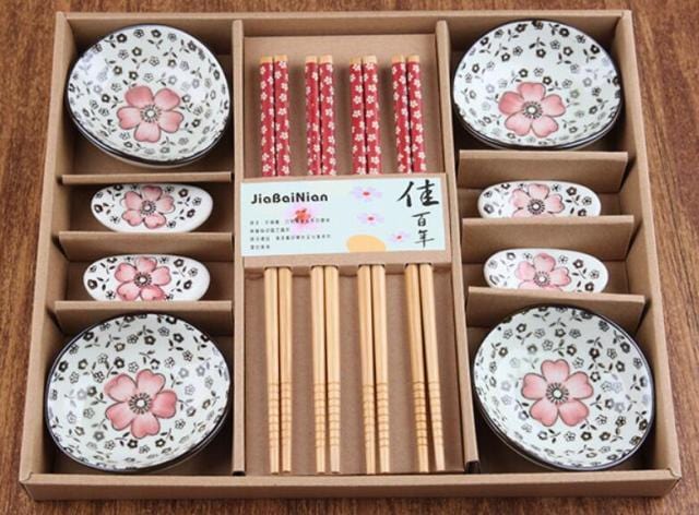 Japanese Style Ceramic Sushi Dinnerware Gift Box (12Pcs/Set) - east2cart.uk