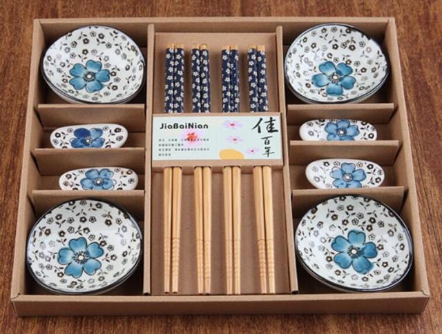 Japanese Style Ceramic Sushi Dinnerware Gift Box (12Pcs/Set) - east2cart.uk