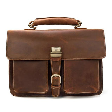 MAHEU Luxury Fashion 100% Genuine Leather Men Briefcase Cow Leather Laptop Bag Vintage Shoulder Bag Real Cowhide Computer Bag - east2cart.uk