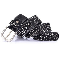 New Fashion women's Rivet belts Punk rock style belt For lady PU + Genuine leather Sequins Metal buckle Wide Metal rivet bead - east2cart.uk