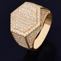 Men's 18K Gold Copper Cubic Zirconia Hip Hop Ring - east2cart.uk