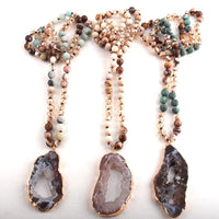 Tribal Crystal Long Knotted Pendant - east2cart.uk