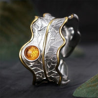 Lotus Fun Real 925 Sterling Silver Ring Natural Tourmaline Gemstones Fine Jewelry Adjustable Peony Leaf Rings for Women Bijoux - east2cart.uk