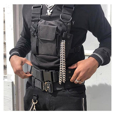 Adjustable Black Vest Chest Bag