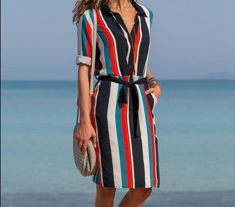 Summer Striped Boho Beach Mini Party Dress - east2cart.uk