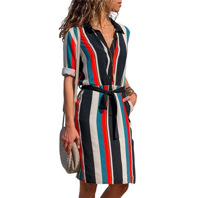 Summer Striped Boho Beach Mini Party Dress - east2cart.uk