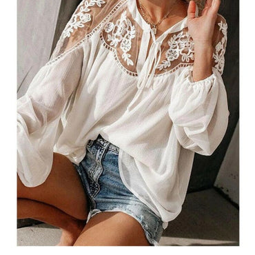 Boho Chiffon Lace Blouse - east2cart.uk