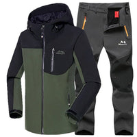 Man Winter Waterproof Fish Ski Warm Softshell Fleece Hiking Outdoor Jackets Trekking Camp Coat Set Pants Climb Oversize Trousers - east2cart.uk