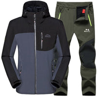 Man Winter Waterproof Fish Ski Warm Softshell Fleece Hiking Outdoor Jackets Trekking Camp Coat Set Pants Climb Oversize Trousers - east2cart.uk