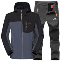 Man Winter Waterproof Fish Ski Warm Softshell Fleece Hiking Outdoor Jackets Trekking Camp Coat Set Pants Climb Oversize Trousers - east2cart.uk