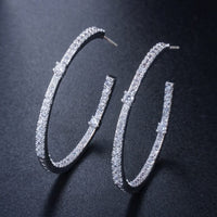 Pera Fashion Ladies Big Polished Sterling Silver 925 Ear Jewelry Full Sparkling Cubic Zirconia Pave Hoop Earrings for Women E124 - east2cart.uk
